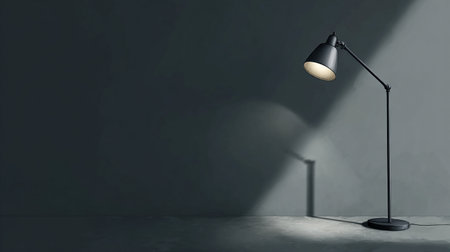 3d rendering of a floor lamp in a room with concrete floorの素材
