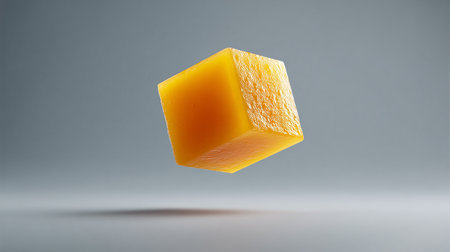 Block of hard cheese on a gray background. 3d rendering.の素材