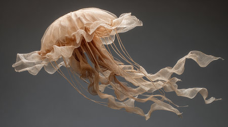 Jellyfish isolated on a gray background. 3d rendering.の素材