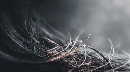 close up of hair texture in black and white tone, abstract backgroundの素材