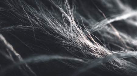 close up of hair texture in black and white tone, abstract backgroundの素材