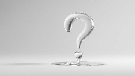 Question mark made of water on white background. 3D rendering.の素材