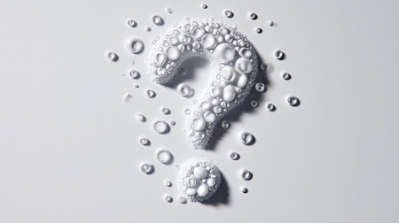 Question mark made of water drops on white background. 3D renderingの素材