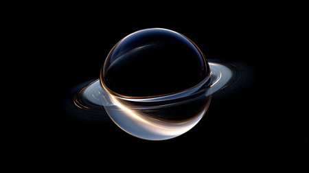 glass sphere on black background, abstract art illustration, image contains transparencyの素材