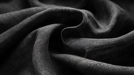 Texture, background, pattern, black silk fabric. This silk is exceptionally smooth and soft, has a beautiful smooth texture.の素材