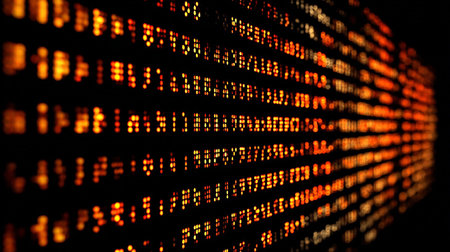 Binary code on a black background. Computer code representation. Big data.の素材