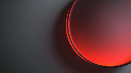 Red circle on a black background. 3d rendering, 3d illustration.の素材