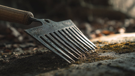 Gardening tools on wooden background. Selective focus. nature.の素材