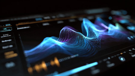 Futuristic interface. Futuristic interface with abstract digital wave.の素材