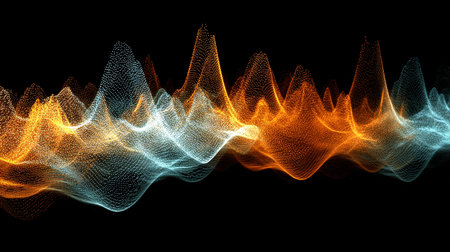 Abstract background with dynamic waves. Futuristic technology style. Vector illustration.の素材