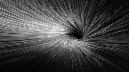 Abstract background with radial, radiating lines. Black and white.の素材