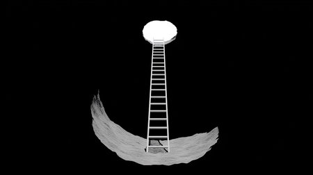 Ladder to the light, isolated on black background. 3d renderingの素材