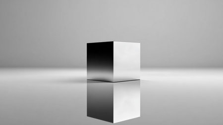 3d rendering of a white cube with a black border on a gray backgroundの素材
