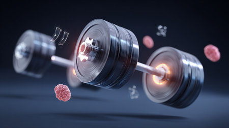 Dumbbells with bacteria and virus, 3d render illustrationの素材