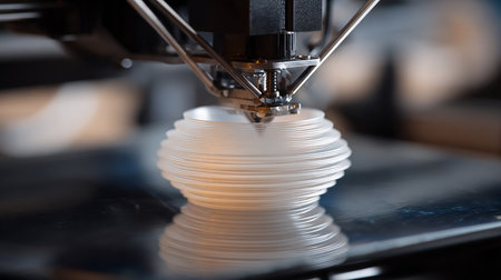 3D printer in action, close-up. 3D printingの素材