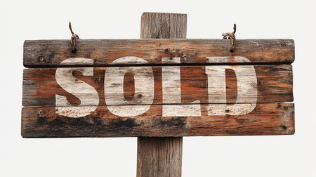 Sold sign on white background with copy space for your text or imageの素材