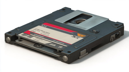 Vintage audio cassette tape isolated on white background with clipping path.の素材