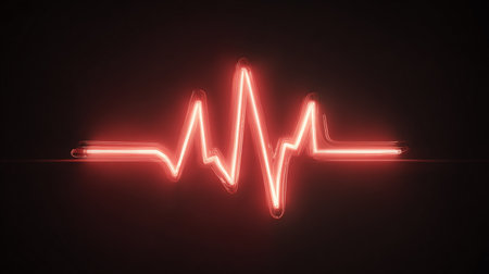 Neon heartbeat cardiogram on black background. 3D renderingの素材