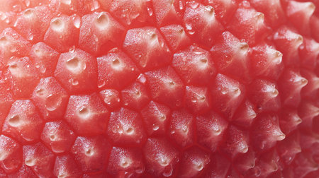 Close up of fresh strawberry with water drops on it. Selective focus.の素材