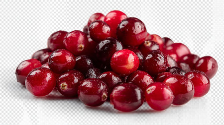 Cranberries isolated on a transparent background. Clipping path includedの素材
