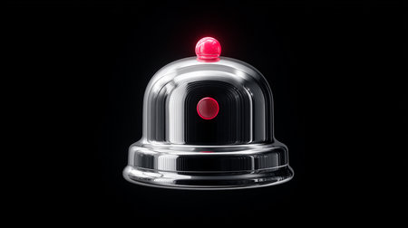 Red emergency bell on a black background. 3d rendering, 3d illustration.の素材