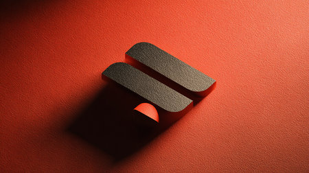 Geometric shapes on a red background. 3d rendering, 3d illustration.の素材