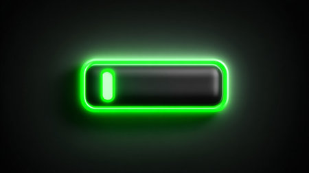 Neon green loading bar on black background. Realistic vector illustration.の素材