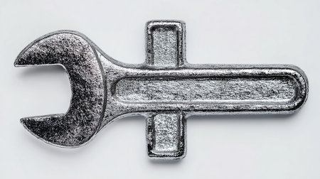 Spanner on white background, close-up, top viewの素材
