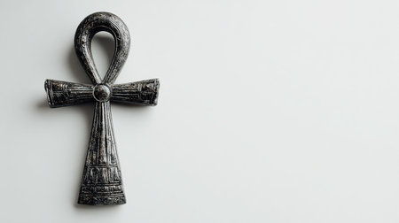 Silver Christian cross on a white background. The concept of religion.の素材