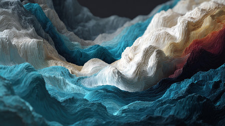 Abstract 3d rendering of wavy surface. Creative background design.の素材