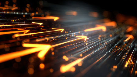 3d rendering of abstract particles in space. Futuristic background with depth of field.の素材