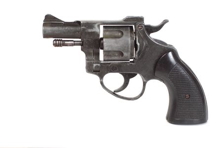 Gas pistol (sixshooter) on white background