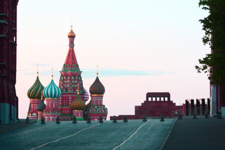 St. Basil's Cathedral on the Red Square in Moscow, Russiaの写真素材