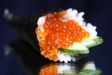 rolls sushi with caviar の写真素材