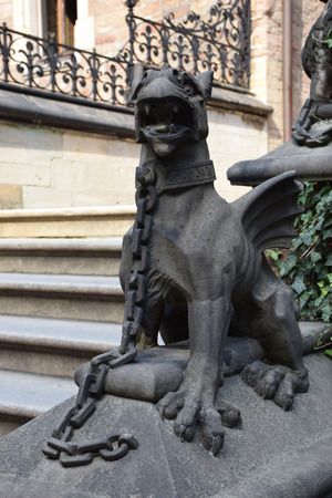 The stone statue in the courtyard of the castle in Wernigerode Saxony-Anhalt, Germanyのeditorial素材