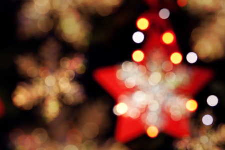 Christmas decoration stars, garlands and snowflake lights