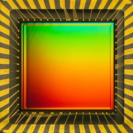 light sensor on a card of digital camera with colored interference