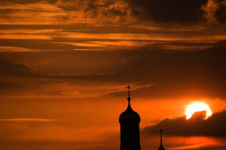Kremlin at evening red  lightの写真素材