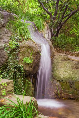 Small park waterfall  among plants, hdr style shotの写真素材