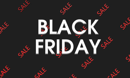 Black Friday Sale sign on black background. Black friday concept. Black Friday Sale Mockup, template.の写真素材
