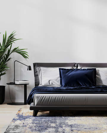 modern bedroom interior for mock up, 3d illustrationの写真素材