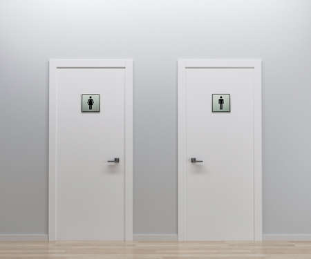 restroom doors men and women, WC doors, 3d renderの写真素材