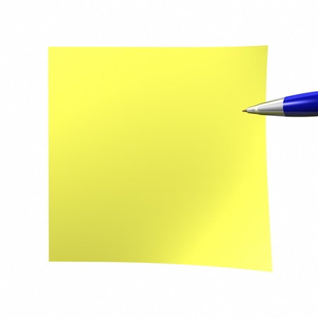 yelow empty sticky note isolated on whiteの写真素材