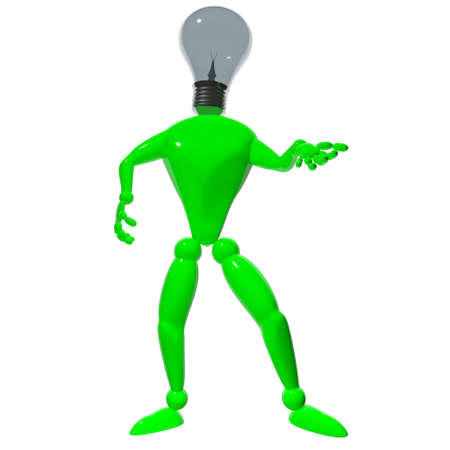 Green man  bulb head isolated 3d renderedの写真素材