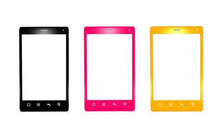 Gold, black and pink smartphonesの写真素材