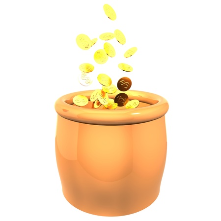 coins put into the vaseの写真素材