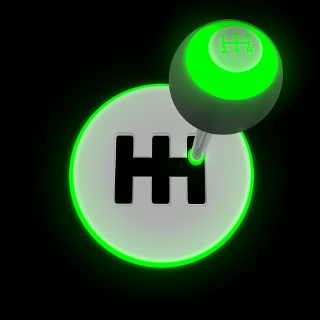 3d gearshift isolated on blackの写真素材