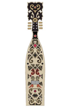 Sapes are  a traditional lute of many of the Orang Ulu  and its carved from a single bole of wood, with many modern instruments reaching over a metre in length.のイラスト素材