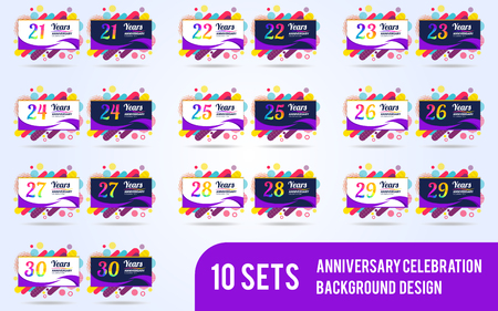 sets of anniversary celebration background design bannerのイラスト素材