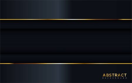 Abstract luxury dark background with golden lines combinations. Overlap modern backgroundのイラスト素材